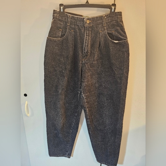 Vintage Forenza Womans Size 14 Black Acid Wash Jeans Barrel Like Style - Picture 1 of 10